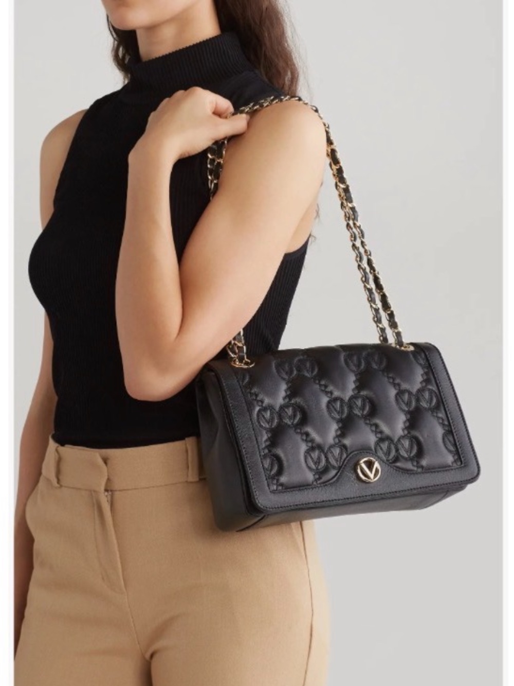 VALENTINO BY MARIO VALENTINO Auror Monogram Shoulder Bag Made in Italy